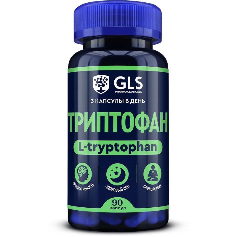 

Аминокислоты GLS PHARMACEUTICALS, Триптофан, аминокислота для спокойствия и настроения, нормализует сон, 90 капсул